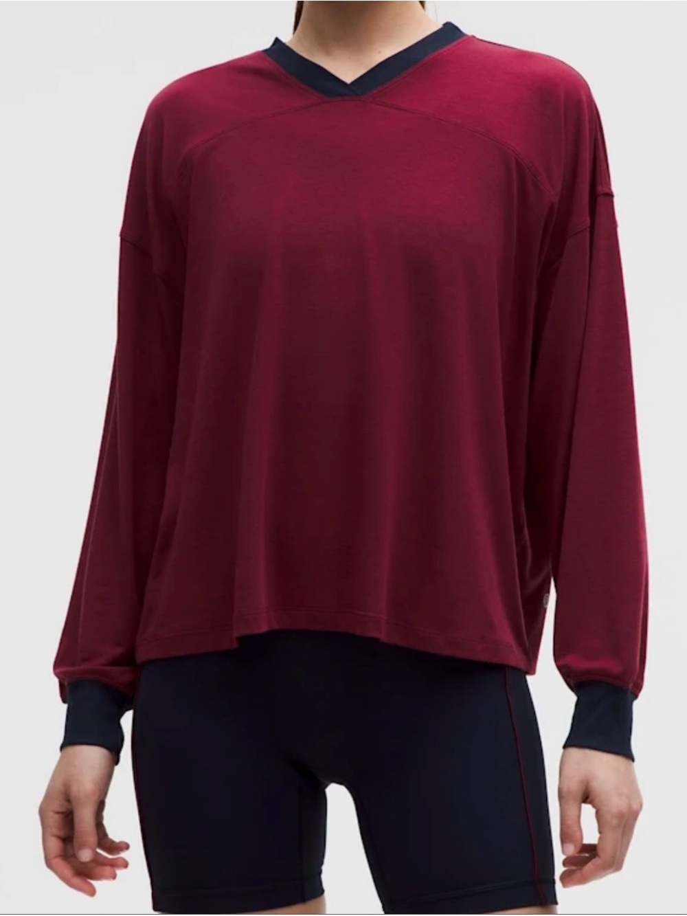 Lululemon Jersey Training V-Neck Long- Sleeve Top - Burgundy
